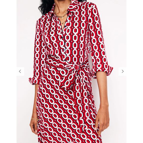 BODEN Laura Jersey Midi Shirt in Red Chain Pattern // 8 - Picture 12 of 13